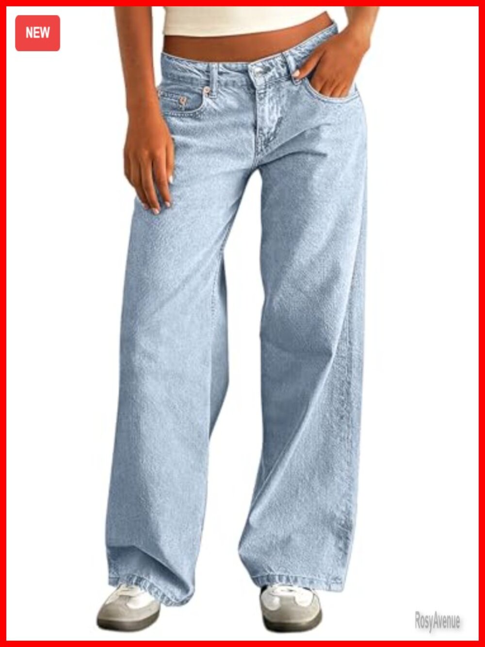 IWOLLENCE Women's Baggy Boyfriend Jeans Low Rise Wide Leg Distressed